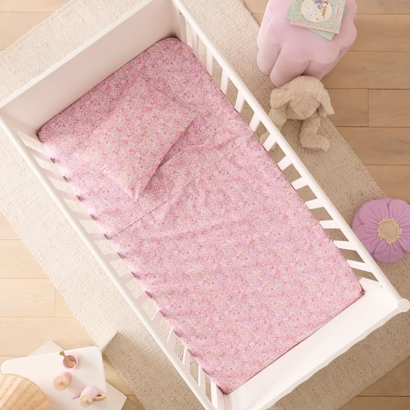 Floral Fields Red Cot Sheet Set