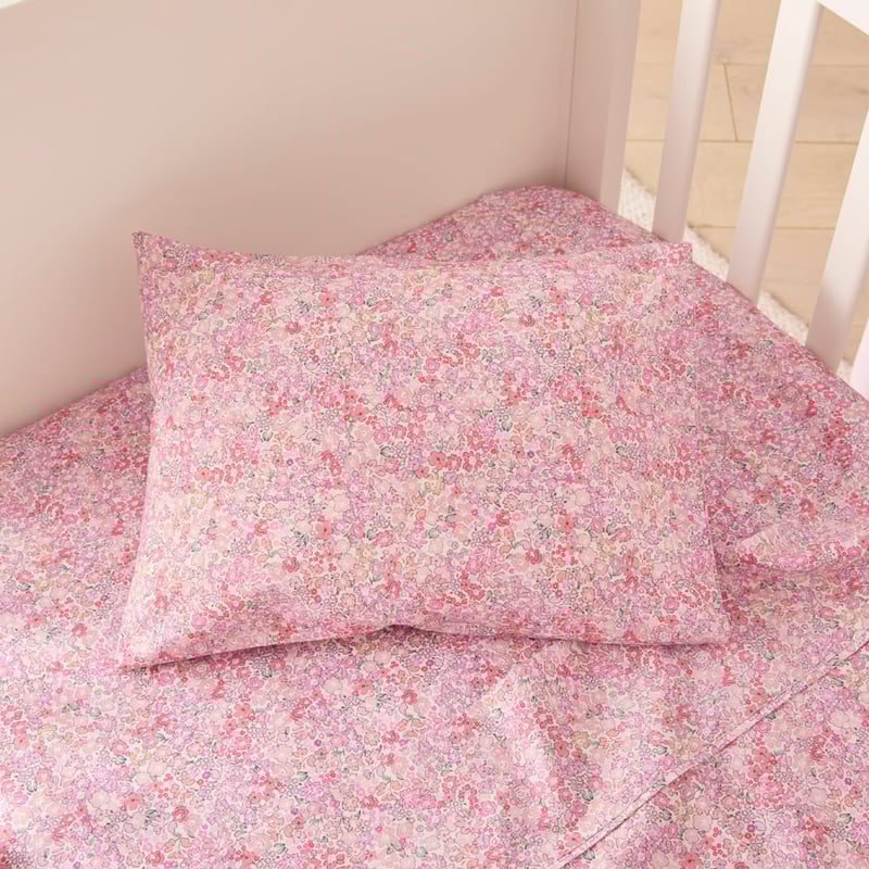 Floral Fields Red Cot Sheet Set