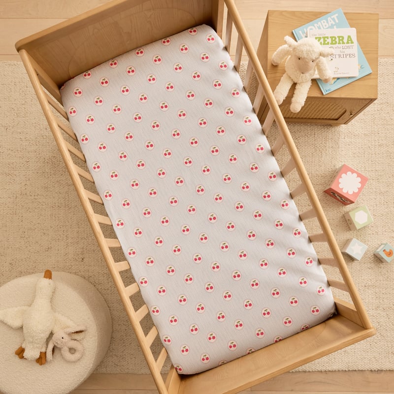 Cherry Stripe Blue Fitted Sheet Pack of 2