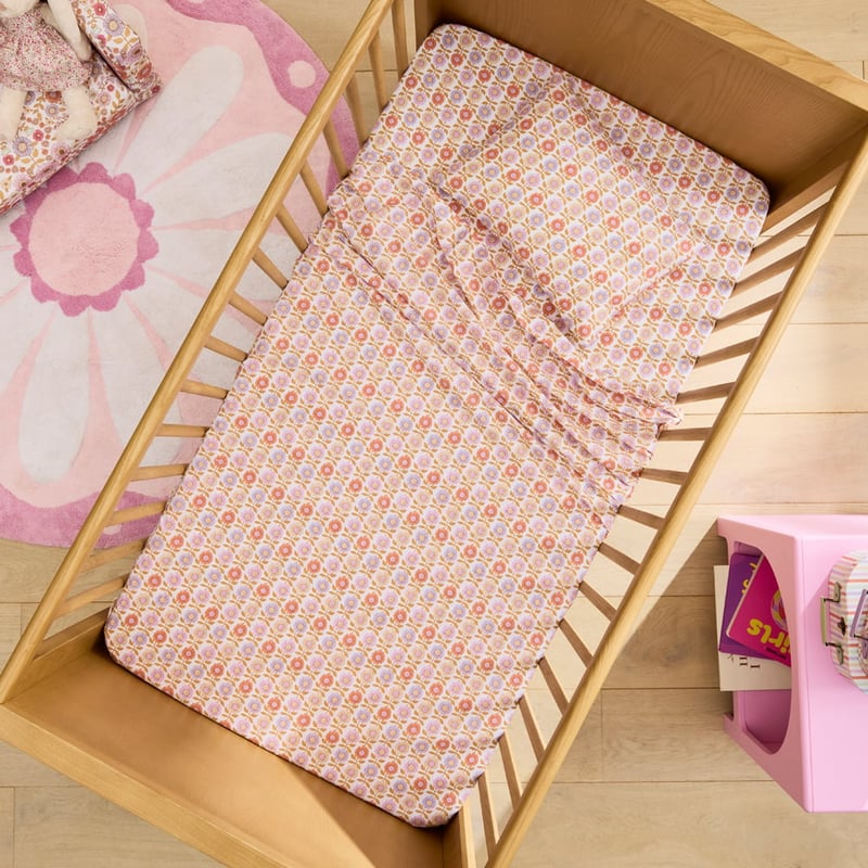 Willa Floral White Cot Sheet Set