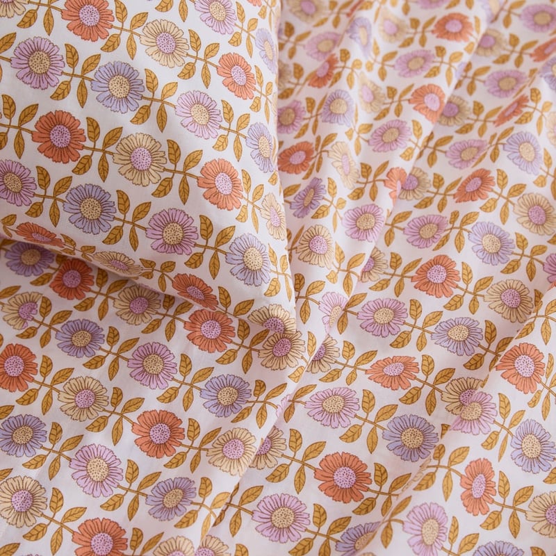 Willa Floral White Cot Sheet Set