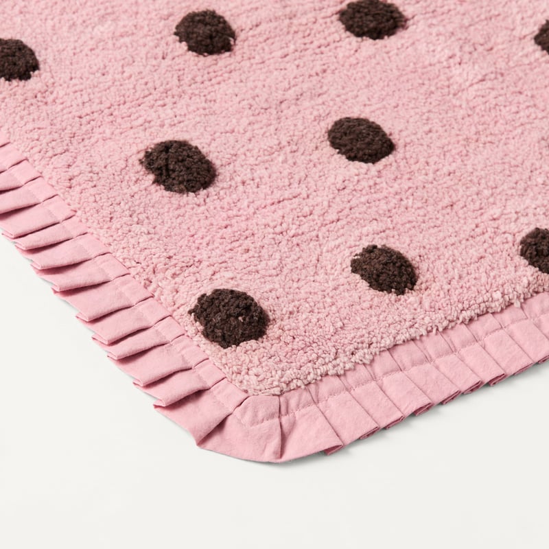 Frill Pink Blossom & Chocolate Polkadot Bath Mat