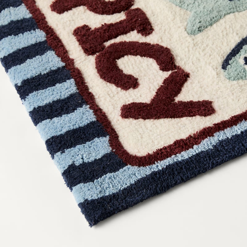 Spicy Sardines Indigo & Chambray Blue Bath Mat