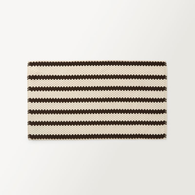 European Kadikoy Stripe Chocolate & Oat Turkish Cotton Bath Mat