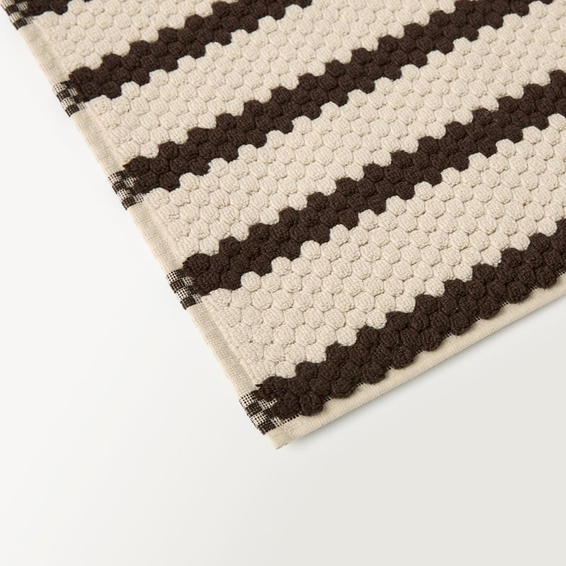 European Kadikoy Stripe Chocolate & Oat Turkish Cotton Bath Mat