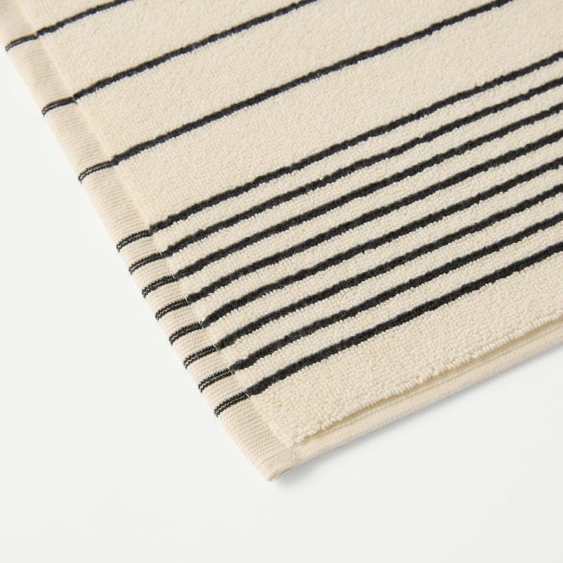 European Gabriella Natural & Black Turkish Cotton Bath Mat