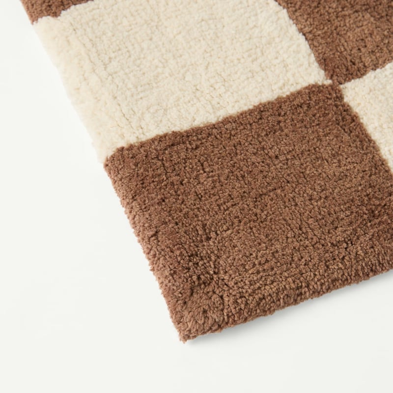 Natural & Espresso Check Bath Mat