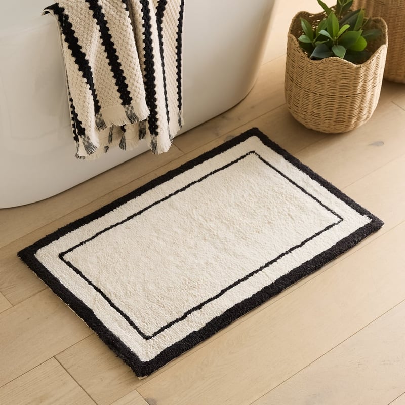 Windowpane Natural & Black Bath Mat
