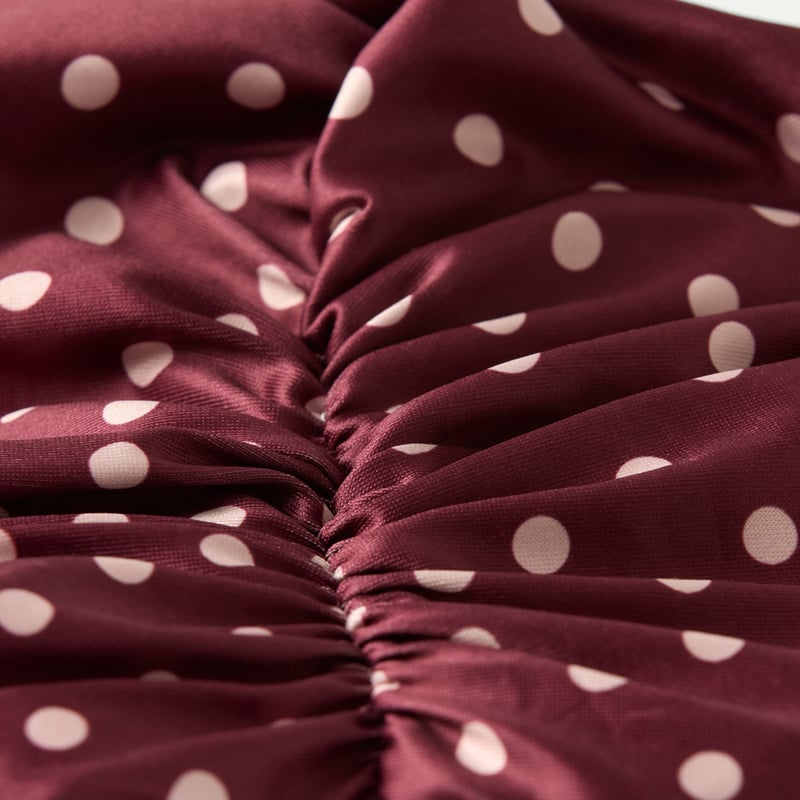 Burgundy Polka Dot Printed Shower Cap