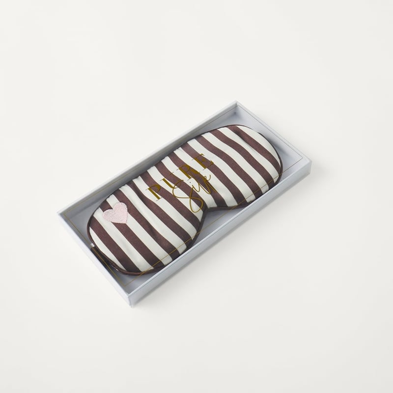 Pure Silk Natural & Chocolate Stripe Eye Mask