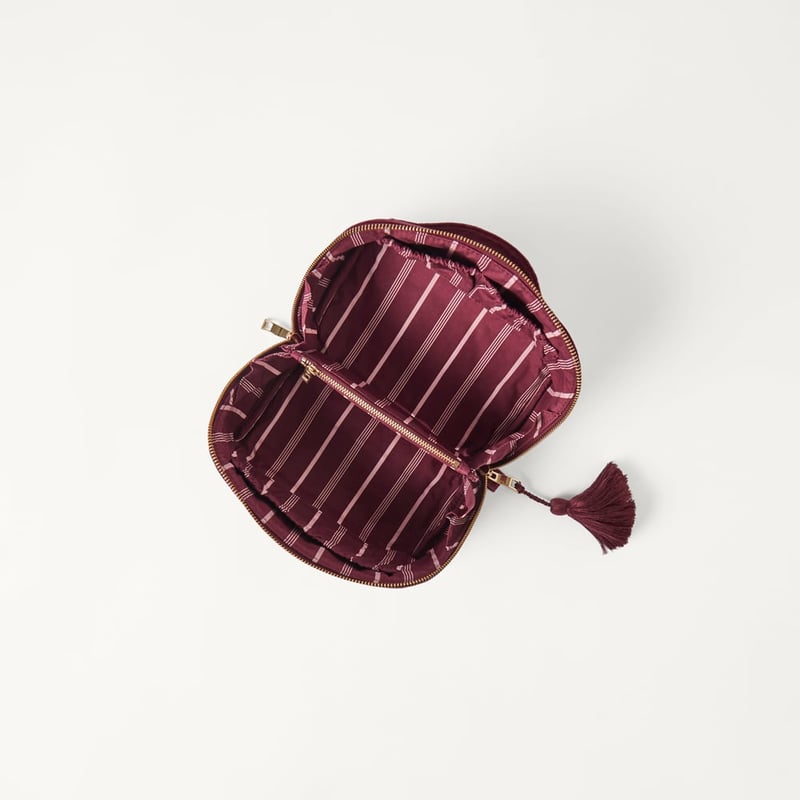 Embroidered Burgundy Floral Cosmetic Bag