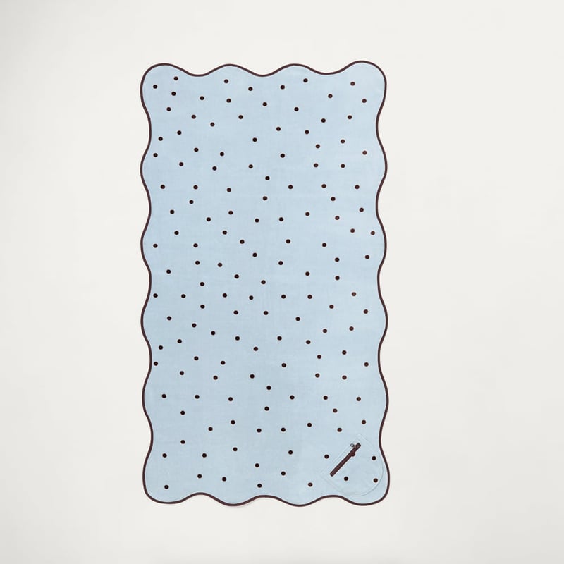 Luxe Velour Avalon Polkadot Blue Pocket Beach Towel