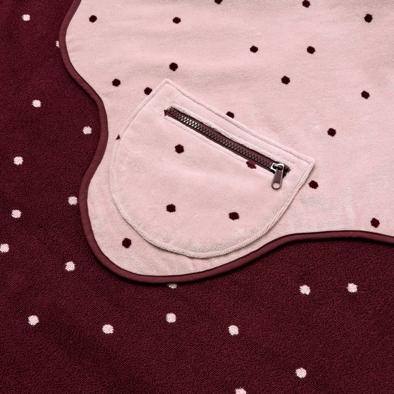 Luxe Velour Avalon Polkadot Pink Pocket Beach Towel