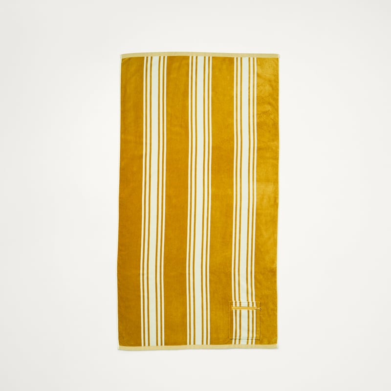 Luxe Spice Jervis Stripe Velour Pocket Beach Towel