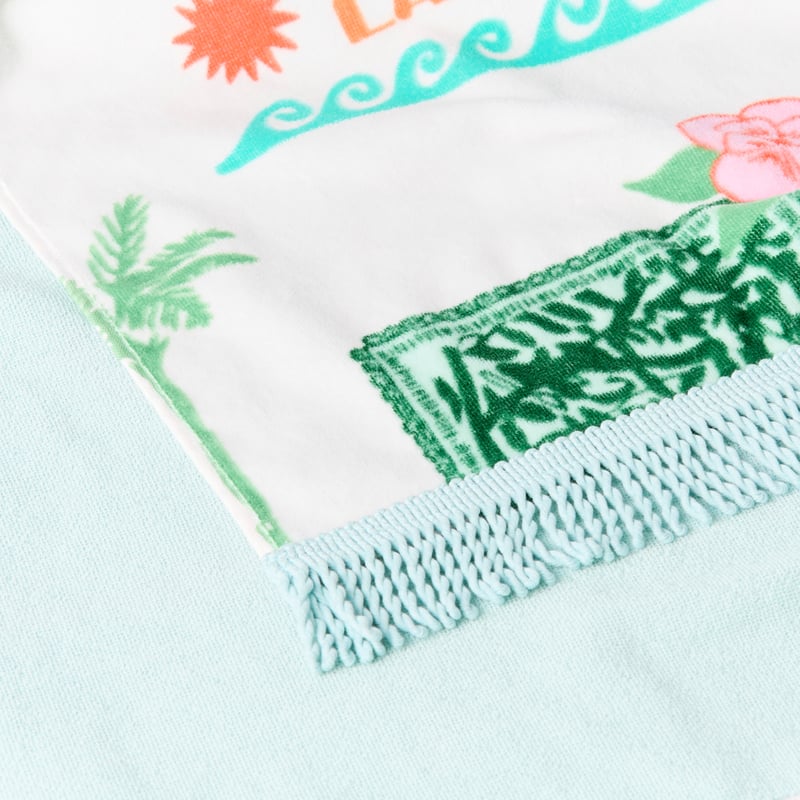 Hotel Mirage Aqua & Pink Luxe Velour Beach Towel