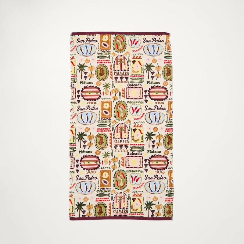 Sardinia Green & Burgundy Luxe Velour Beach Towel