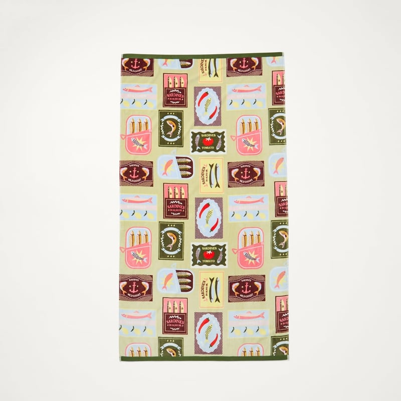 Flynns Celery & Multi Luxe Velour Beach Towel