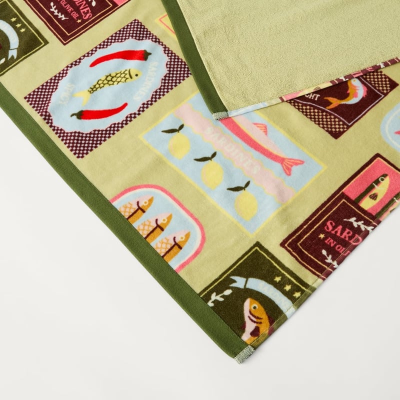Flynns Celery & Multi Luxe Velour Beach Towel