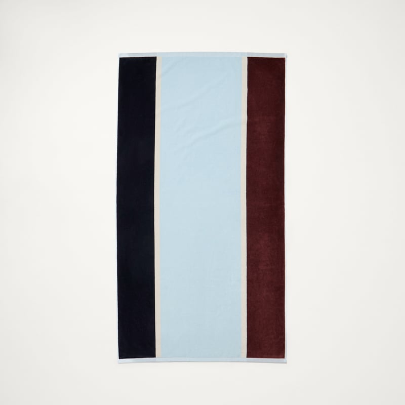 Narooma Blue & Chocolate Luxe Velour Beach Towel