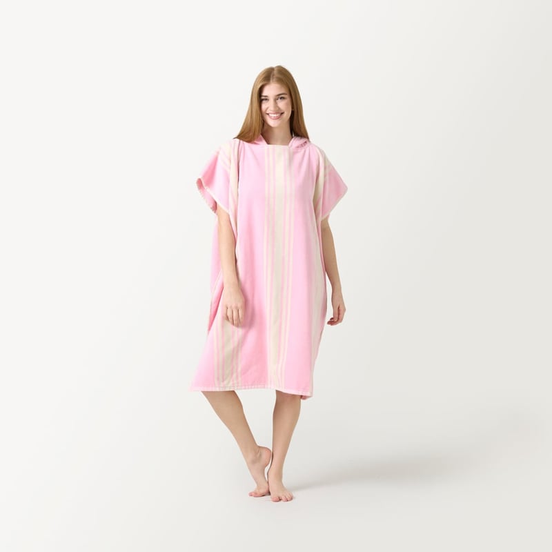 Jervis Stripe Pink Hooded Beach Towel