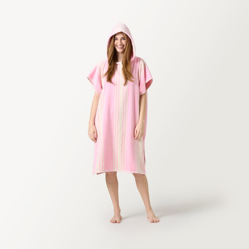 Jervis Stripe Pink Hooded Beach Towel
