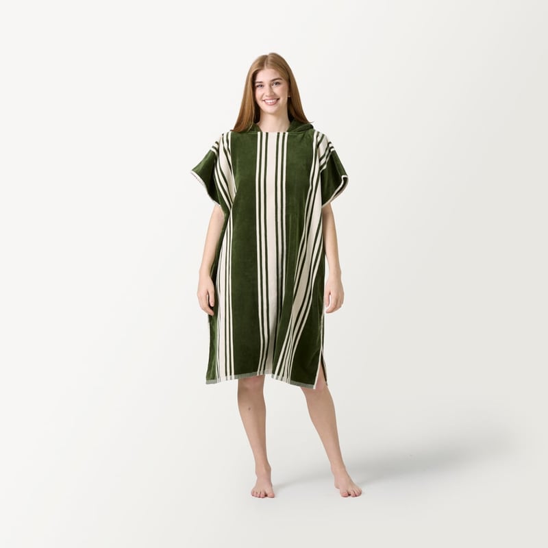 Jervis Stripe Chive Hooded Beach Towel
