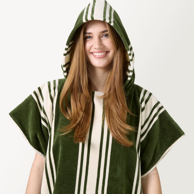 Jervis Stripe Chive Hooded Beach Towel