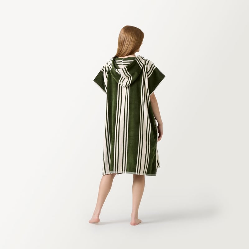Jervis Stripe Chive Hooded Beach Towel