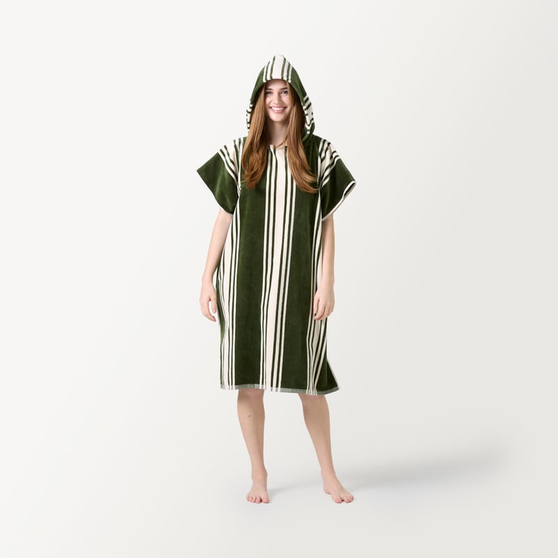 Jervis Stripe Chive Hooded Beach Towel