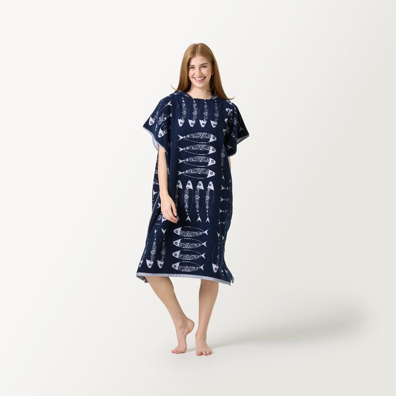 Coolum Navy Hooded Beach Towel