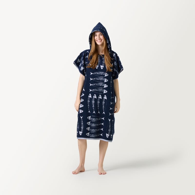 Coolum Navy Hooded Beach Towel