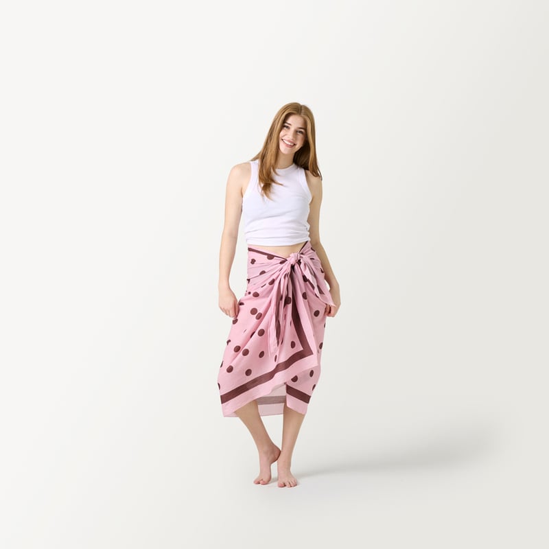 Polkadot Pink & Chocolate Beach Sarong