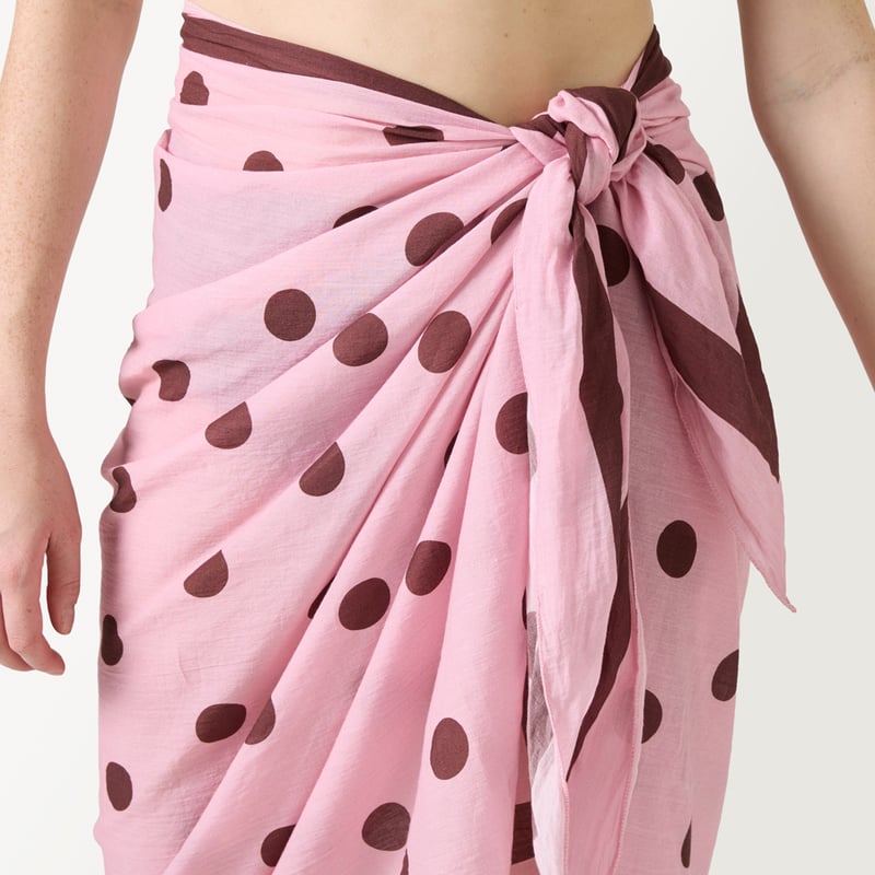 Polkadot Pink & Chocolate Beach Sarong