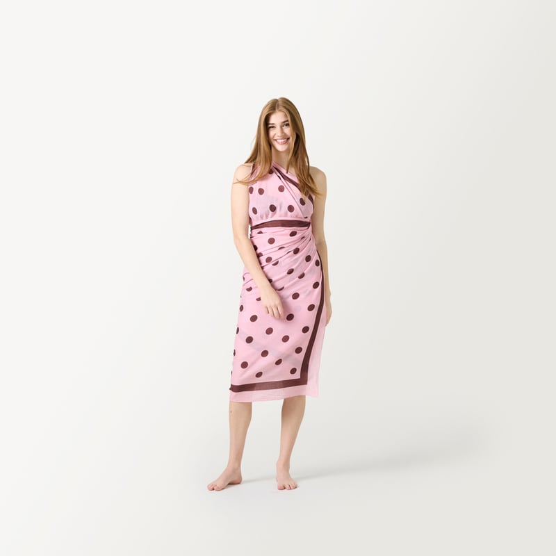 Polkadot Pink & Chocolate Beach Sarong