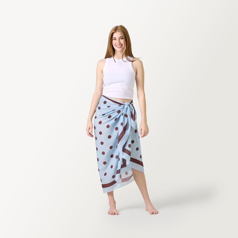 Polkadot Blue & Chocolate Beach Sarong