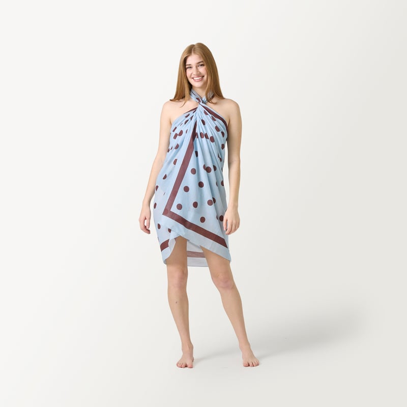 Polkadot Blue & Chocolate Beach Sarong