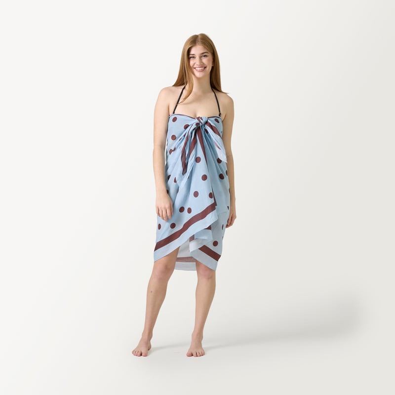 Polkadot Blue & Chocolate Beach Sarong