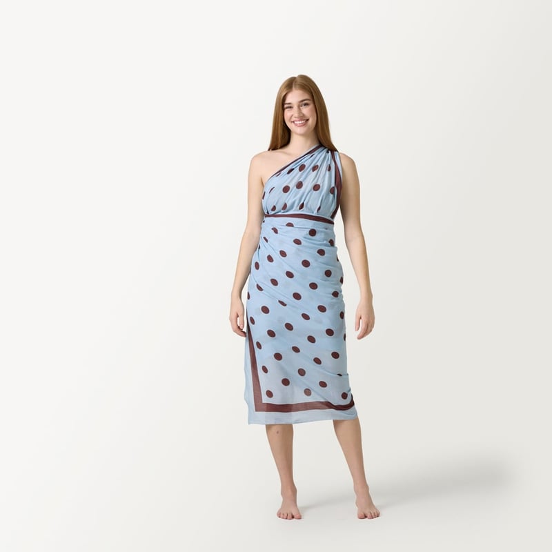 Polkadot Blue & Chocolate Beach Sarong