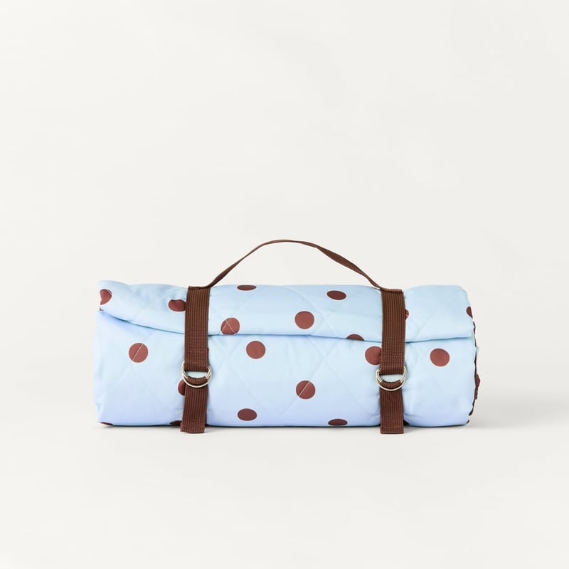 Cabana Umbrella Blue & Chocolate Polkadot Picnic Rug