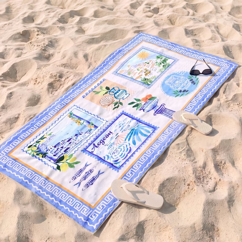 Sandfree Blue Agean Postcard Beach Towel