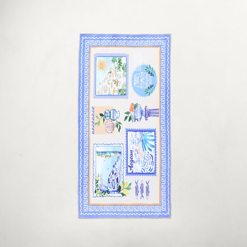 Sandfree Blue Agean Postcard Beach Towel