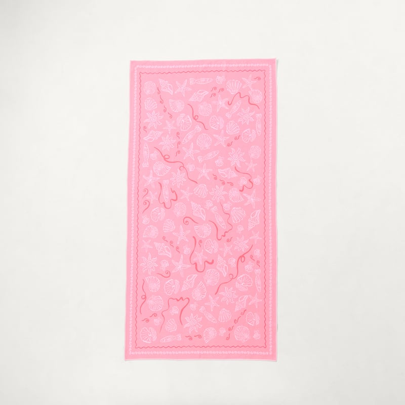 Sandfree Pink Aegean Sea Shells Beach Towel
