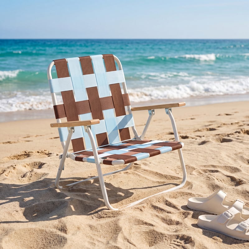 Beach Blue & Chocolate Woven Strap Chair
