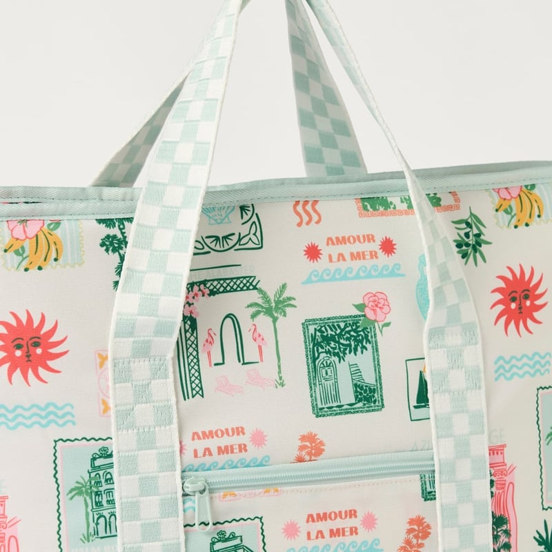 Hotel Mirage Aqua & Pink Large Beach Cooler Bag 