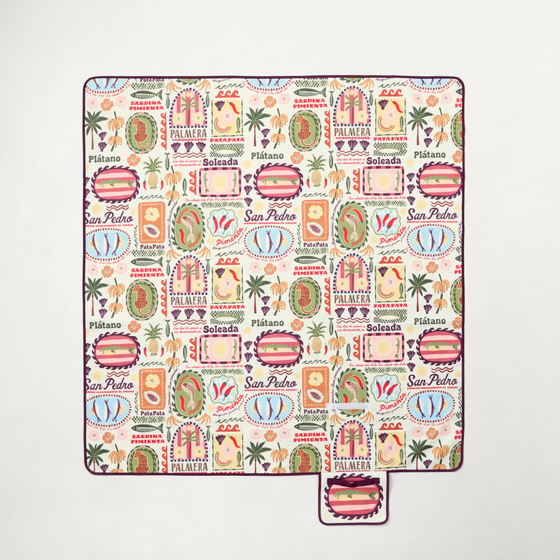 Sardinia Green & Burgundy Regular Picnic Rug