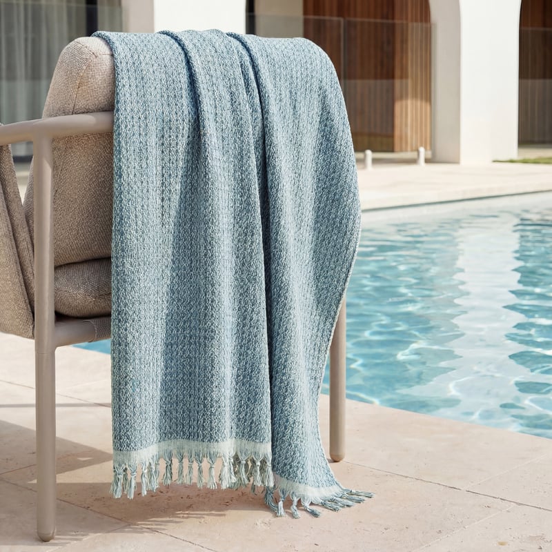 Iluka Blue & Multi European Turkish Cotton Beach Towel