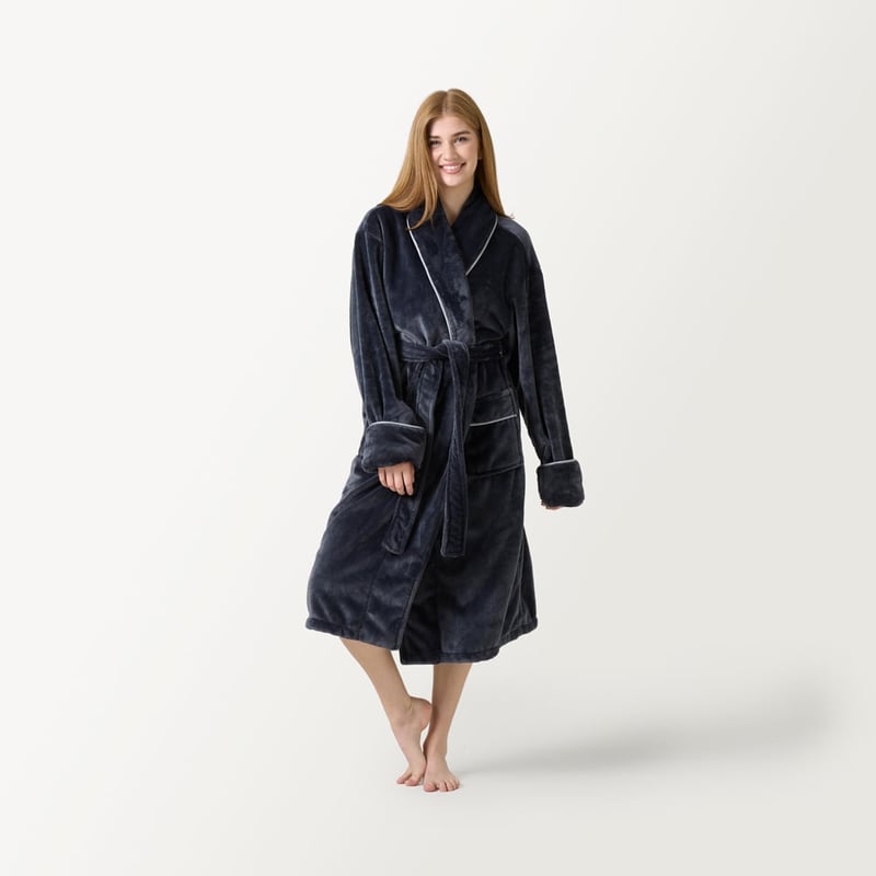 Ultrasoft Charcoal Piped Robe