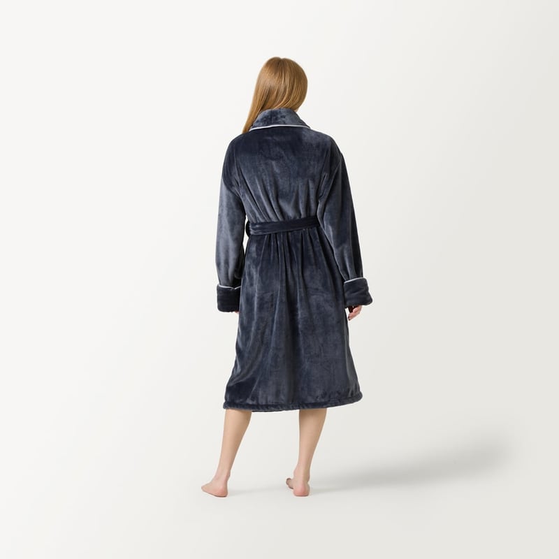 Ultrasoft Charcoal Piped Robe