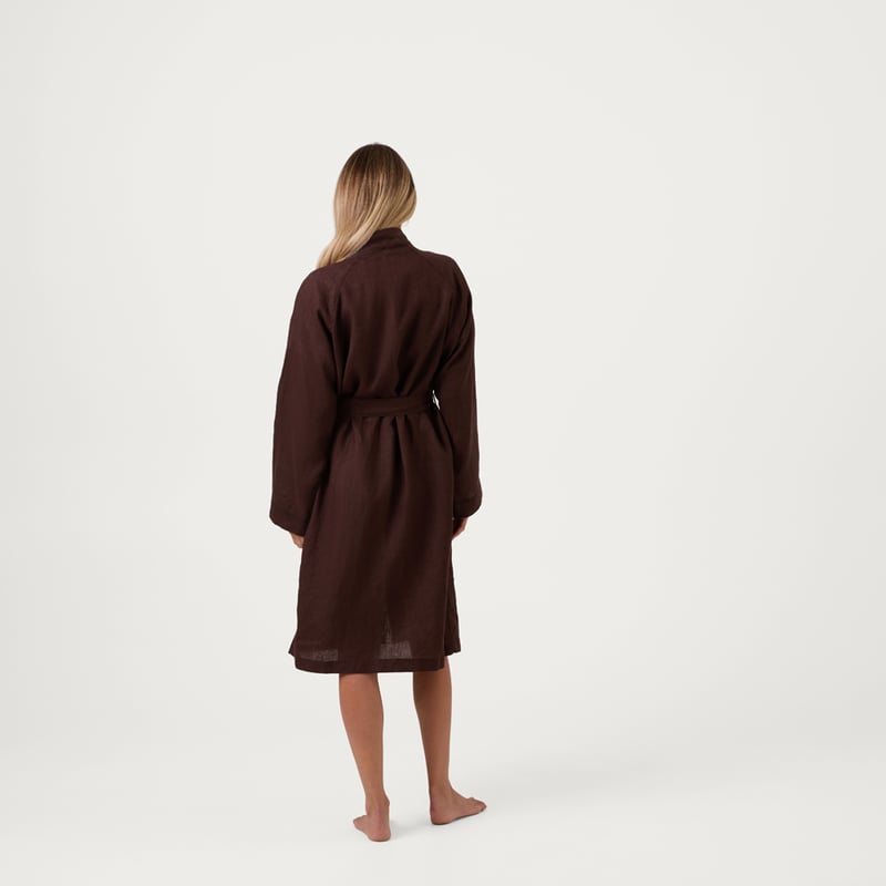 Vintage Washed Linen Chocolate Robe