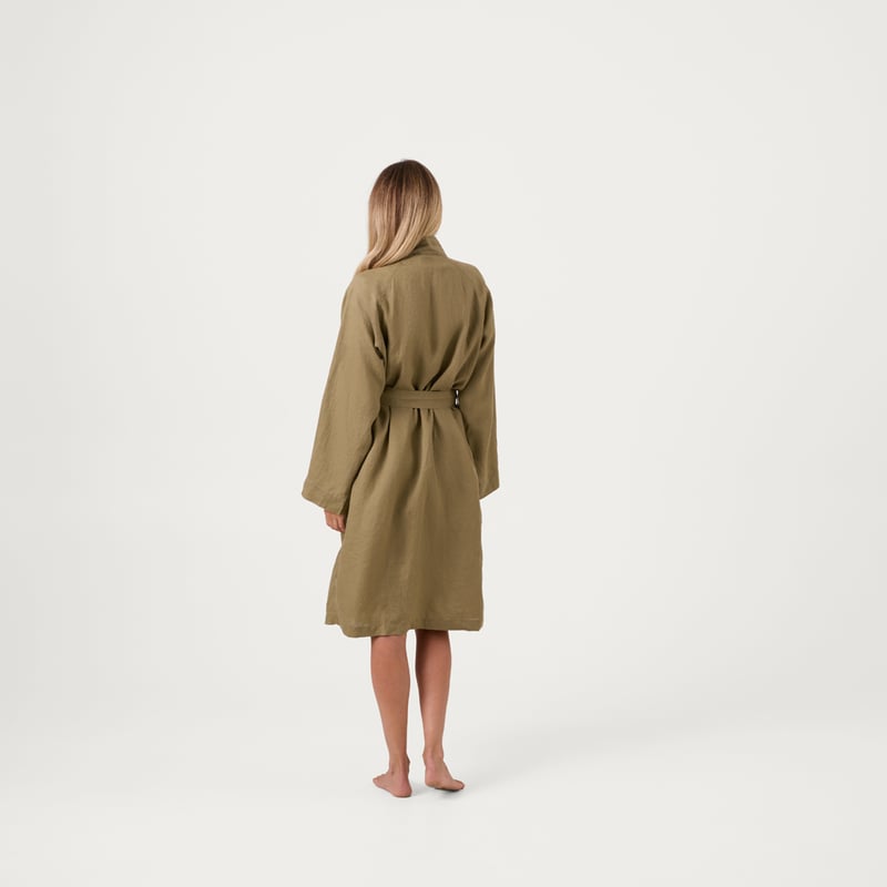 Vintage Washed Linen Olive Robe